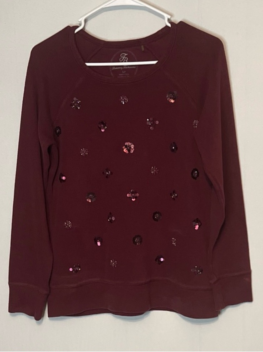 Tommy Bahama Womens Embellished Crew Neck Sweatshirt Size S/P.